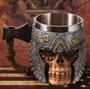 Imagem de Caneca Para Cerveja Vintage Templários Vikings Medieval Caveira Skull 