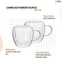 Imagem de Caneca Parede Dupla Xicara Vidro Café Chá 250ML 2Uni C/Alça