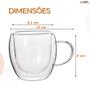 Imagem de Caneca Parede Dupla Xicara Vidro Café Chá 250ML 2Uni C/Alça