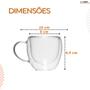 Imagem de Caneca Parede Dupla Xicara Vidro Café Chá 80ml 2 Uni C/ Alça