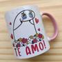 Imagem de Caneca porcelana flork alça/interior colorido rosa te amo 325ml