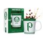 Imagem de Caneca Porcelana Xícara Branca Verde Premium 260ml Café Palmeiras Oficial Selo