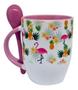 Imagem de Caneca Rosa com Colher Personalizada - Abacaxi e Flamingo