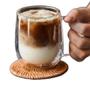 Imagem de Caneca Vidro Duplo Xícara Parede Dupla Café Chá 260Ml