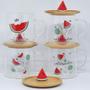 Imagem de Caneca Xícara Vidro Duplo com Pires Tampa Bambu 250 ml