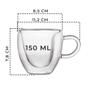 Imagem de Canecas De Vidro Parede Dupla Coração Para Café 150ml Com 2 Unidades