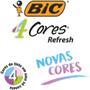 Imagem de Caneta Esferográfica BIC 4 Cores Refresh Corpo Azul - Caixa com 12