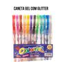 Imagem de Caneta Gel C/ Glitter 12 Cores Perfumadas Cheiro Frutas - Colorgel