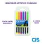 Imagem de Caneta Marcador Pincel Brush Pen Neon Aquarelável 6 Cores Cis