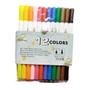 Imagem de Canetas BrushPen kit 12 cores Papelaria fofo colorido escrita escolar ponta fina ponta grossa