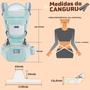 Imagem de Canguru Carregador de Bebê Ergonômico Premium com Assento na Cintura até 25kg 0 - 36 Meses 12 posições