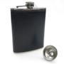 Imagem de Cantil de Bebida Bolso Whisky Aço Inox Revestido - Preto - 8 OZ + Mini Funil