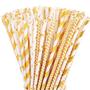 Imagem de Canudo de Papel 25 50 100 200un Metalizado Dourado Prata Estrela Biodegradavel Para Doces Drinks