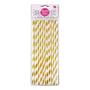 Imagem de Canudo de Papel Metalizado Listra Dourado C/ Branco 6mmx200mm - 4301 - 12 unidades