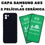 Imagem de Capa Capinha Aveludada + 2 Películas Cerâmica Celular Samsung Galaxy A03