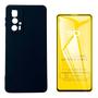 Imagem de Capa Case Silicone Aveludada Preta + Película 3d de Vidro Para Motorola Moto Edge 20 Pro