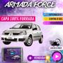 Imagem de Capa Cobrir Carro CLIO HATCH 100% Forrada Armada Force 100% Impermeável Forro Total Protege Sol Chuva Poeira Lona Proteção Automotiva Hatch e Sedan