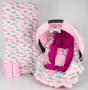 Imagem de Capa de bebê conforto + carrinho + redutor - nuvem rosa nova