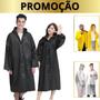 Imagem de Capa De Chuva PVC Capuz Reforçada Impermeável Unisex Feminina e Masculina Reutilizável