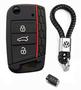 Imagem de Capa De Cilicone Para Proteção De Chaves Veicular Vw Amarok Polo Golf Gol Voyage + Chaveiro Couro