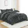 Imagem de Capa de Edredom Queen Size Annadaif Plush - Pelúcia Cinza Faux Fur Velvet