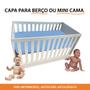 Imagem de Capa Impermeável Azul Bebê Protetor Colchão Berço Mini Cama + 1 Fronha