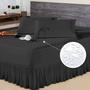 Imagem de Capa Impermeável de Colchão Matelada Casal Queen Preto + Saia box