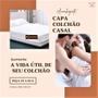 Imagem de Capa Protetora Branca Para Colchão Casal Padrão Com Elástico