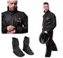 Imagem de Capa Roupa Chuva + Polaina Galocha + Capuz Touca Ninja Vestimenta Vestuário Jaqueta Calça Pioneira Flex Pvc Preta Moto Motoqueiro