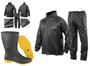 Imagem de Capa Roupa Chuva Vestimenta Vestuário Jaqueta Calça Delta Flex Pvc Preta Moto Motoqueiro + Bota Solado Amarelo Vonder