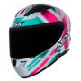 Imagem de Capacete ASX City Kingdom Branco Rosa e Tifanny Mais Viseira Fumê