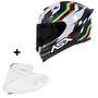 Imagem de Capacete Asx Eagle Racing Spoiler Italy Branco + Viseira