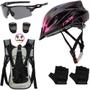 Imagem de Capacete Bike Ciclismo + Mochila De Hidratação + Pisca + Óculos + Luvas