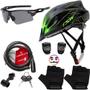 Imagem de Capacete Ciclismo Bike + Cadeado Trava Bicicleta + Pisca + Óculos + Par De Luvas