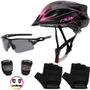 Imagem de Capacete Ciclismo Bike Mtb + Pisca + Óculos + Par De Luvas