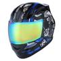 Imagem de Capacete de motocicleta 1Storm Mechanic Skull Tinted Visor Blue