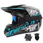 Imagem de Capacete de Motocross SPARK para Crianças - Aprovado pelo DOT - com Óculos Azuis