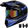 Imagem de Capacete de motocross Yesmotor Youth Kids Full Face DOT azul escuro