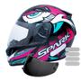 Imagem de Capacete Ebf Spark Dragon Preto Rosa Mais Viseira Fumê e Adesivo Branco