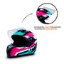 Imagem de Capacete Fechado Confortável E Resistente Azul Tifanny Com Rosa Tamanho 56 Com Viseira Transparente FW3