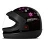 Imagem de Capacete Fechado Moto Protork Feminino Sport Preto Flores Tamanho 58