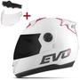 Imagem de Capacete Fechado Pro Tork Evo G8 Solid Viseira Cristal + Fume Evolution Moto Preto Fosco Branco