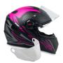 Imagem de Capacete Fw3 Fechado Gt2 Preto Fosco Rosa Mais Viseira Cristal 2.2mm