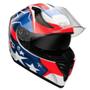 Imagem de Capacete Gp Tech V128 Com Viseira Solar  USA Estados Unidos Azul  Vermelho 56 Brilho