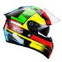 Imagem de Capacete Gp Tech V128 Flag Com Viseira Solar Vermelho Amarelo Verde 60 Brilho