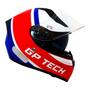 Imagem de Capacete Gp Tech V128 Start branco/azul/vermelho N61/62 - masculino - feminino - viseira solar - motoboy - motoqueiro