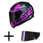 Imagem de Capacete LS2 FF353 Rapid Cromo Preto e Rosa Fosco Mais Viseira Camaleão