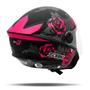 Imagem de Capacete Moto Aberto Preto Flores Rosa New Liberty Three Flowers Fosco Diversos Tamanhos + Capa de Chuva PVC