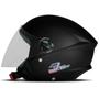 Imagem de Capacete Moto Aberto Preto Fosco New Liberty Three Elite Pro Tork Viseira Transparente Diversos Tamanhos + Capa de Chuva