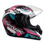 Imagem de Capacete Moto Fechado Spark Dragon Viseira Cristal Preto c/ Rosa Inmetro Tamanho 60 - EBF